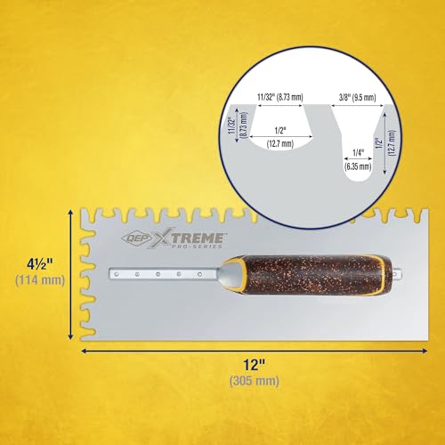 QEP Euro Notch Cork Handle XL Stainless Steel Trowel by QEP - Image 3
