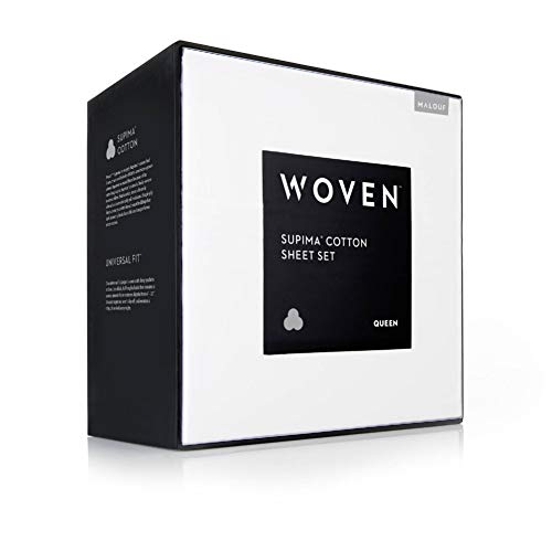 Malouf Supima Premium Cotton Sheets-100 Percent American Grown Long Staple-Sateen Weave-Extra Deep Pockets-Single Ply-600 Thread Count-King-White, King #TOP6