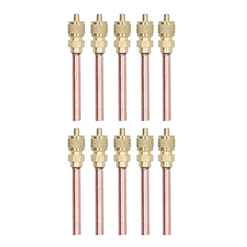Válvula de Acceso para Servicio HVAC, con Cubierta Estanca para Aire Acondicionado, Material Latón 1/4 SAE, 10 Unidades para Sistemas de Refrigeración R22 R12 R134a