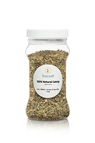 TOVCRAFT 100% Natural Highly Potent Catnip for Cats | 1 Cup | Cut & Sifted | Grown in The USA