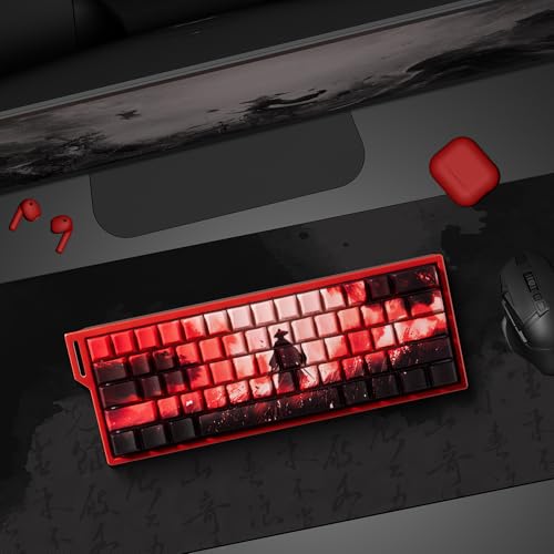 GMKWTL XVX Swordsman Double Shot PBT Keycaps,Side Printed Shine Through Red Keycap Set,Cherry Profile Dye Sublimation Keyboard Keycaps Suitable for Cherry Gateron MX Switches Mechanical Keyboard