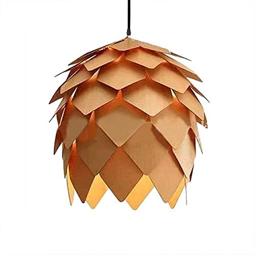 Amerikansk hängande hänglampa massivt trä Kreativa moderna ljuskronor Handgjorda tallkotte E27 Bas för köksö Soffa Hörnstudie Vardagsrum (9,84 tum kallt ljus)