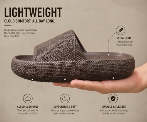 Image of Kraasa Cloudfoam Pillow Slippers for Men Non Slip Quick Drying Shower Slides Bathroom Sandals | Ultra Cushion | Thick Sole