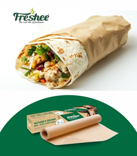 Image of Freshee Pack of 5 Food Wrapping Paper for Baking, Non-Stick Food Paper, Multi-Purpose Organic Paper - Nature's Brown 20m x 300mm