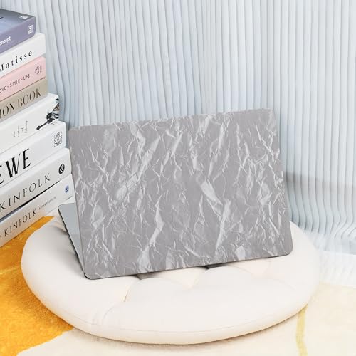DTangLsm for MacBook Pro 13 inch Case 2026-2016 M2 M1 A2338 A2289 A2251 A2159 A1989 A1706, Textured Leather Hard Shell Cover for MacBook Pro 13 Case + Keyboard Cover, Has Logo Cutout, Wrinkled Grey by DTangLsm - Image 2
