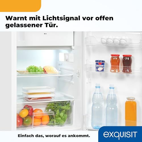 Exquisit Einbaukühlschrank mit Gefrierfach, 118 Liter Nutzinhalt, Einbaukühlschrank 88cm, Einbaugerät, 4-Sterne-Gefrierfach, EKS5131-4-E-040E weiss (Energieklasse E)