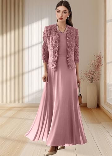 2 Pieces Mother of The Bride Dresses Long Mother of The Groom Dress 3/4 Sleeve Formal Evening Gowns4