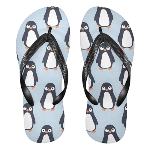 ALAZA Cute Penguin Pattern Flip Flops for Women Fashion Beach Slippers Comfort Mens Flip Flops Non-Slip Rubber Shower Slippers Sandal for Hotel Travel Sport,XS