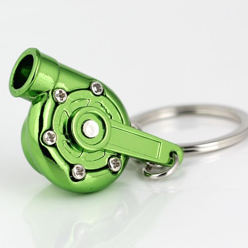 Image of maycom Creative Spinning New Turbo Turbocharger Keychain Key Chain Ring Keyring Keyfob (Anodized Green)