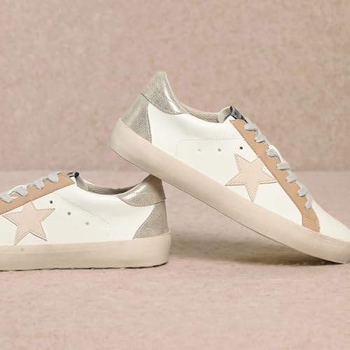 Image of Mi.iM Sofia Women's Low Top Star Sneakers - Fashion Lace-Up Shoes with Cushioned Insole and Rubber Sole