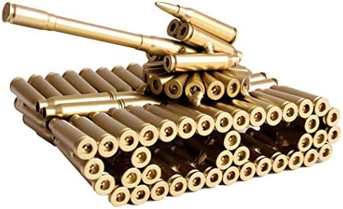 Singeek Bullet Shell Casing Shaped Army Tank Metal Sculpture,Great Decorative Artwork Model Gift for Home,Study Room Decorations (Gold Disc Style)