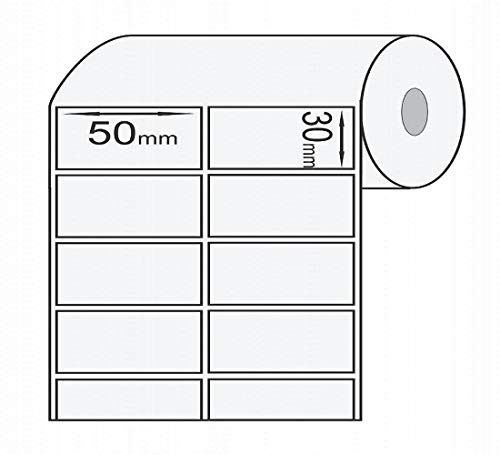 8 Rolos Etiqueta 50x30 Mm 2 Colunas Couche + 3 Ribbon Cera 110x91 Argox Elgin Godex Zebra Zetex Tsc