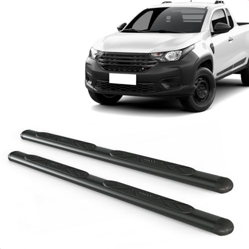 Par Estribo Lateral Oval Preto Strada Cabine Dupla E Simples 2021 A 2025 Kit Fixação Incluso