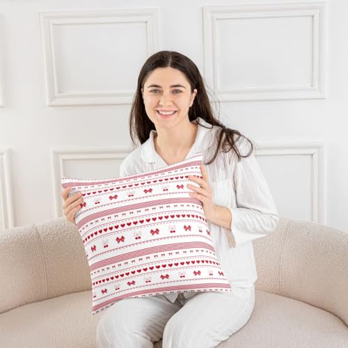 Taie oreiller bows esthétique et rayures géométriques chic - 5