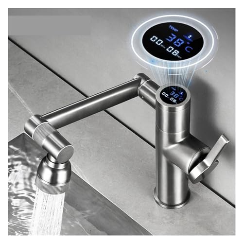 Mitigeur cascade gris anthracite avec écran numérique intelligent