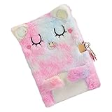 HEALSOPTHY Kindertagebuch mit Schloss Niedliches Plüsch Notizbuch Tragbar und Abschließbar Weiche Innenseiten Kreatives für Mädchen Fördert Schreibgewohnheiten für Schule und Reisen