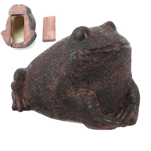Bkljkf Escondite de llaves de repuesto para exteriores, forma de rana, compartimento secreto, figura de resina, escondite secreto para jardín, césped, balcón, joyas, objetos de
