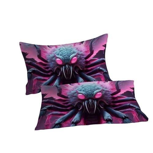 Housse de couette 200x200 imprimé 3D animaux rose microfibre douce