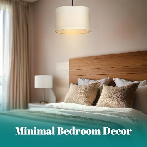 GIGGI Fabric Lamp Shades, 12" Beige Light Shade, Modern Lampshades for Ceiling Lights, Table Lamps and Floor Lamps, Easy Fit Pendant Light Shades Ceiling for Living Room, Bedroom, Kitchen, Hallway - Image 4