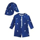 Sommerbadebekleidung für Jungen: Langarm-Rashguard-Schwimmshirt mit Print und passender Badehose...