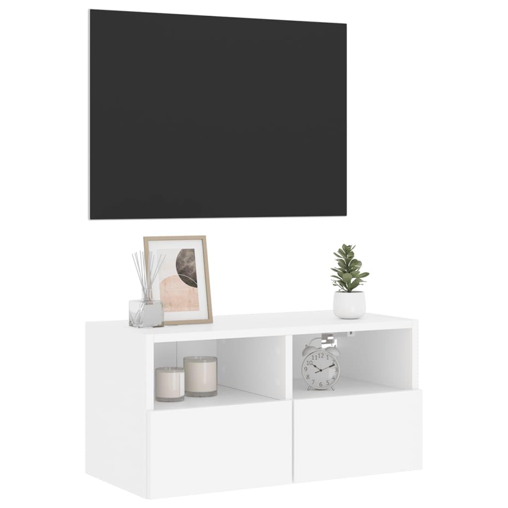 Mobile TV a parete bianco 60x30x30 cm legno Cosite design moderno spazio-cantare Sto per soggiorno facile montaggio Slish Home Fur