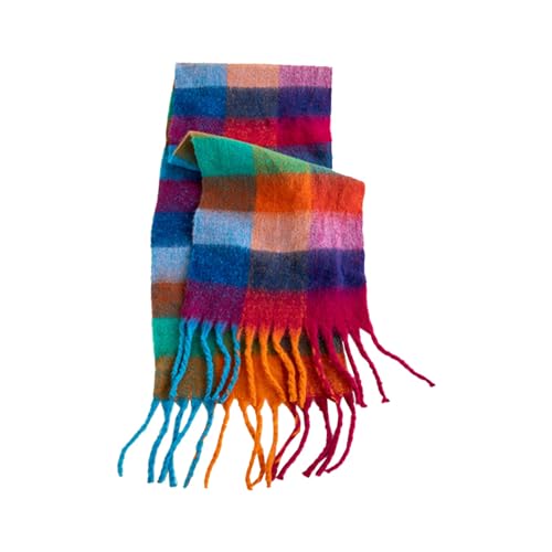 Oversized Blanket Scarf for Women Winter Fall Chunky Plaid Soft Wool Feel Thick Scarves with Fringed