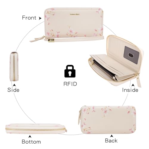 Image of Pomelo Best Wristlet Women Wallet Floral RFID Clutch Purse | Vegan Leather, Multi Credit Card, Large Capacity Zip Around Long Travel Wallets with Coin and Phone Pocket for Ladies