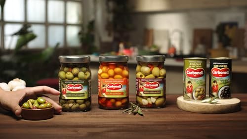 Miniatura 3 de Carbonell - Aceitunas Verdes Partidas Con Hueso, Estilo Gazpacha, Variedad Manzanilla, Con Vegetales, Aliño De Ajo Y Vinagre, Con Guindilla Y Pimentón Rojo, Para Un Toque Picante - 450 G