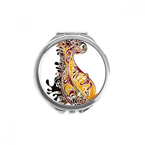 Miroir de maquillage de poche rond multicolore motif animaux paon pour sac à main