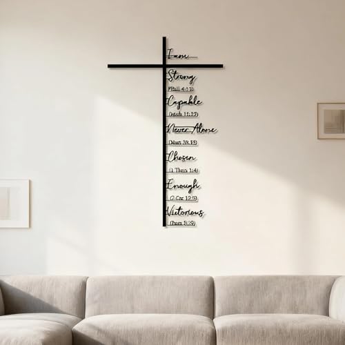 Elegant Metal Cross Wall Art – Scripture-Inspired Design for Peaceful