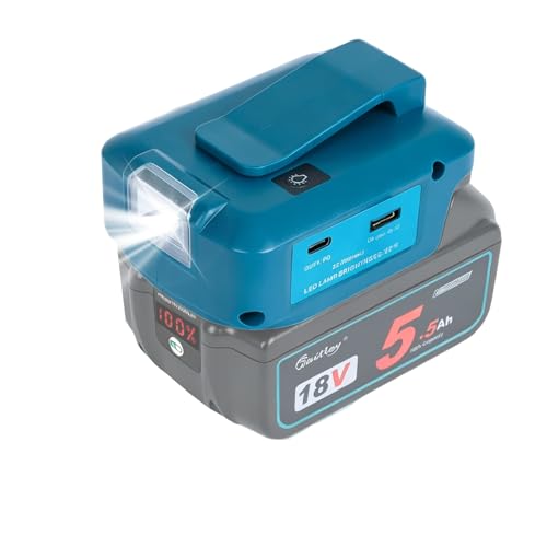 Waitley Adp05 Akku-USB-Adapter für Makita 14.4V & 18V Akkus mit LED-Arbeitslicht und Zwei USB-Ladeanschlüssen