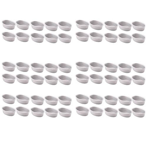 Wuden 60Pcs Mini Oval Egg Shape Aluminium Alloy Metal Cheese Pan Cake Mold Bread Mould Tart Holder Pudding Jelly Tin