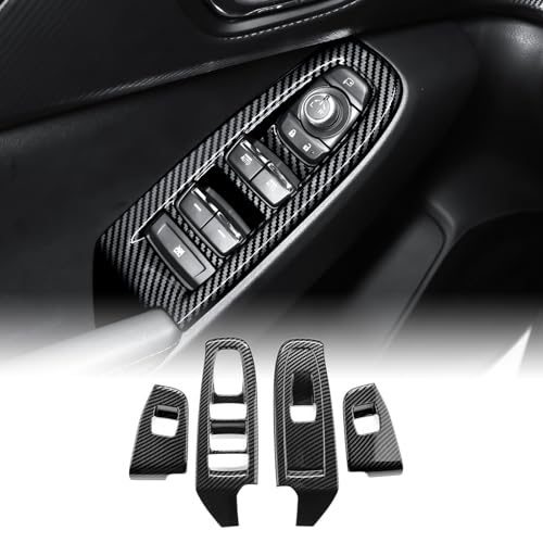 KUNGKIC For 2023 2024 2025 Subaru Crosstrek Window Button Frame Cover Door Window Control Switch Panel Cover Carbon Fiber Pattern Protect Interior Trim Cover Decal Car Accessories ABS