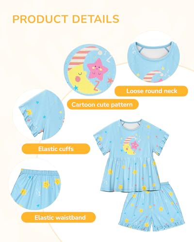 Image of LQSZ Matching Girls & Doll Pajamas Set for Toddler Girls Short Sleeves Cute Outfit Sleepwear