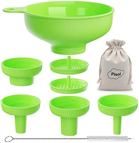 Wide Mouth Kitchen Funnel, Pisol Food Grade Plastic Cooking Canning Funnel with 4 Sizes Spouts for Filling Wide and Regular Mason Jars, Spray Dropper Oil Bottle Jug Spices Shampoo Powder Oats Sauce