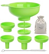 Wide Mouth Kitchen Funnel, Pisol Food Grade Plastic Cooking Canning Funnel with 4 Sizes Spouts fo...