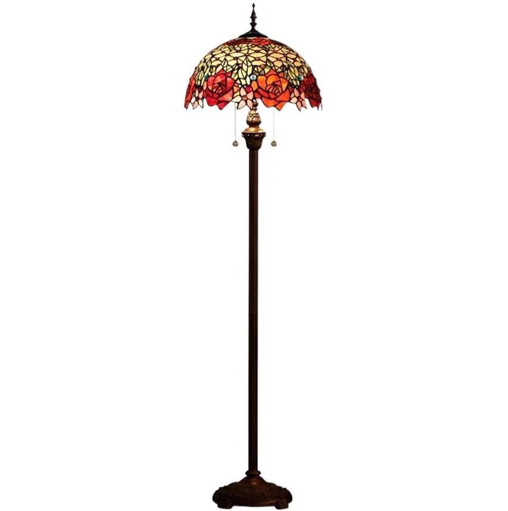 CVdrtyED Standing Lamp Modern Reading Floor Lamp Stained Lampshade Antique Resin Light Standing Bedroom Living Room