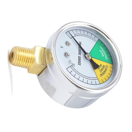 Freidoras de presión de 5.1 cm, calibre de 0 a 30 PSI, pieza de reparación de manómetro de fácil instalación, textura de acero inoxidable