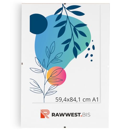 RAWWEST.BIS Rahmenloser 59 4x84 1 cm DIN A1 Bilderrahmen Bildhalter Cliprahmen Fotorahmen Kunstglas Plexi gut für Wohnzimmer Esszimmer Küche Fotos Poster viele Größen Rechteckig mit Clips gut.