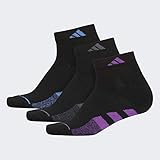 adidas Women's Cushioned Low Cut Socks (3-Pair), Black/Shock Purple/Black - Shock Purple Marl/Onix/Bl, Medium, (Shoe Size 5-10)