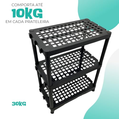 Estante Prateleira Modular 3 Andar Reforçada Organizadora Livros Cozinha Quarto Lavanderia Sapateira