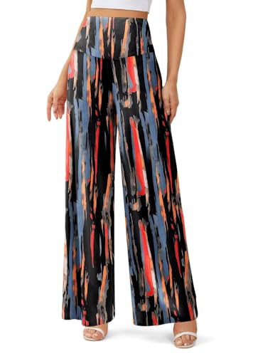 JZC Women's Palazzo Lounge Pants Stretchy Wide Leg Casual Pants Comfy High Waist Flowy Pants S-3XL