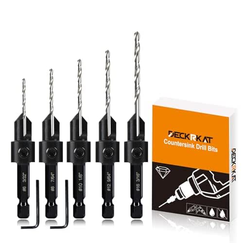 5-pc Woodworking Countersink Counterbore Drill Bit Set 3in1 for #6