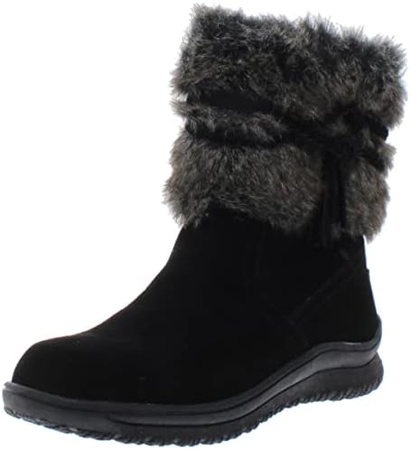 Minnetonka Women's Everett Faux Fur Slip-On Boots, Black, 9 M