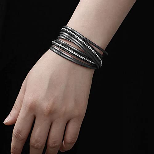 KunBead Double Leather Wrap Bracelets for Women Handmade Braided Boho Multi-Layer Bracelet Wristband Cuff Bangle Birthday Jewelry3