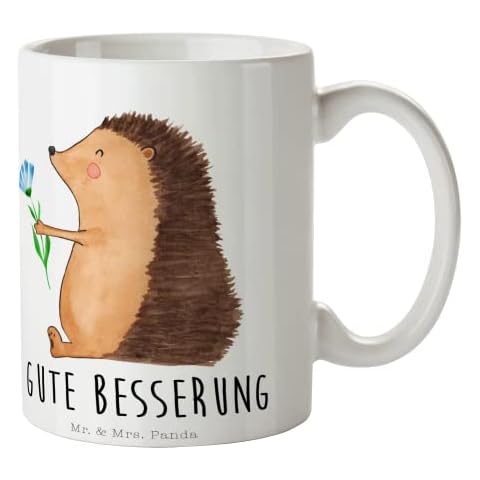 Mr. & Mrs. Panda Tasse Igel mit Blume - Geschenk, gute Laune, Kaffeebecher, Frühstück, Büro, süße Tiermotive, Kaffeetasse, Becher, lustige Sprüche Cover