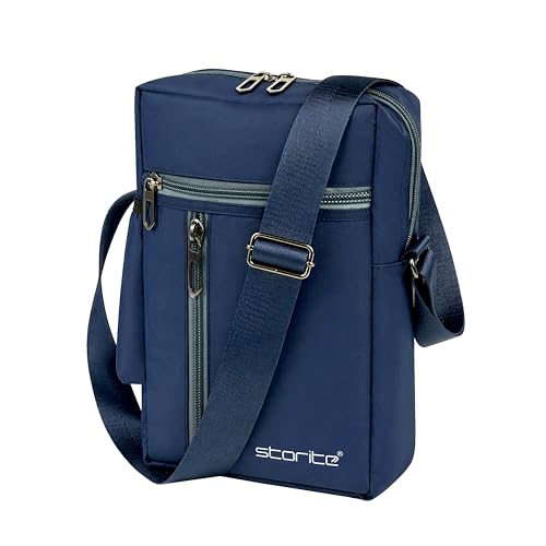 Image of Storite 10 Inch Stylish Padded Mini Sling Crossbody Bag for Men and Women, Small Passport Travel Sling Bag With Water Bottle Pocket