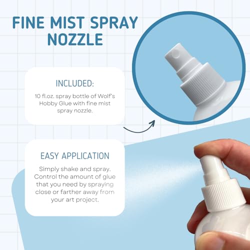 Wolf's Hobby Glue Fine Mist Spray 10oz - Dries Clear, Strong Hold Adhesive, Non-Toxic - Ideal for Arts and Crafts, Scrapbooking, Card Making, Dioramas, School Projects, Puzzles, Paper, Fabric, Wood - Image 3
