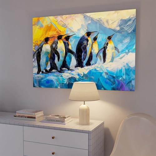Poster pingouin sur toile tableau deco murale chambre coucher et bureau