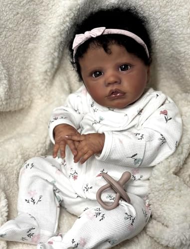 Muñeca reborn negra realista 48 cm para niñas 3+ miniatura 5